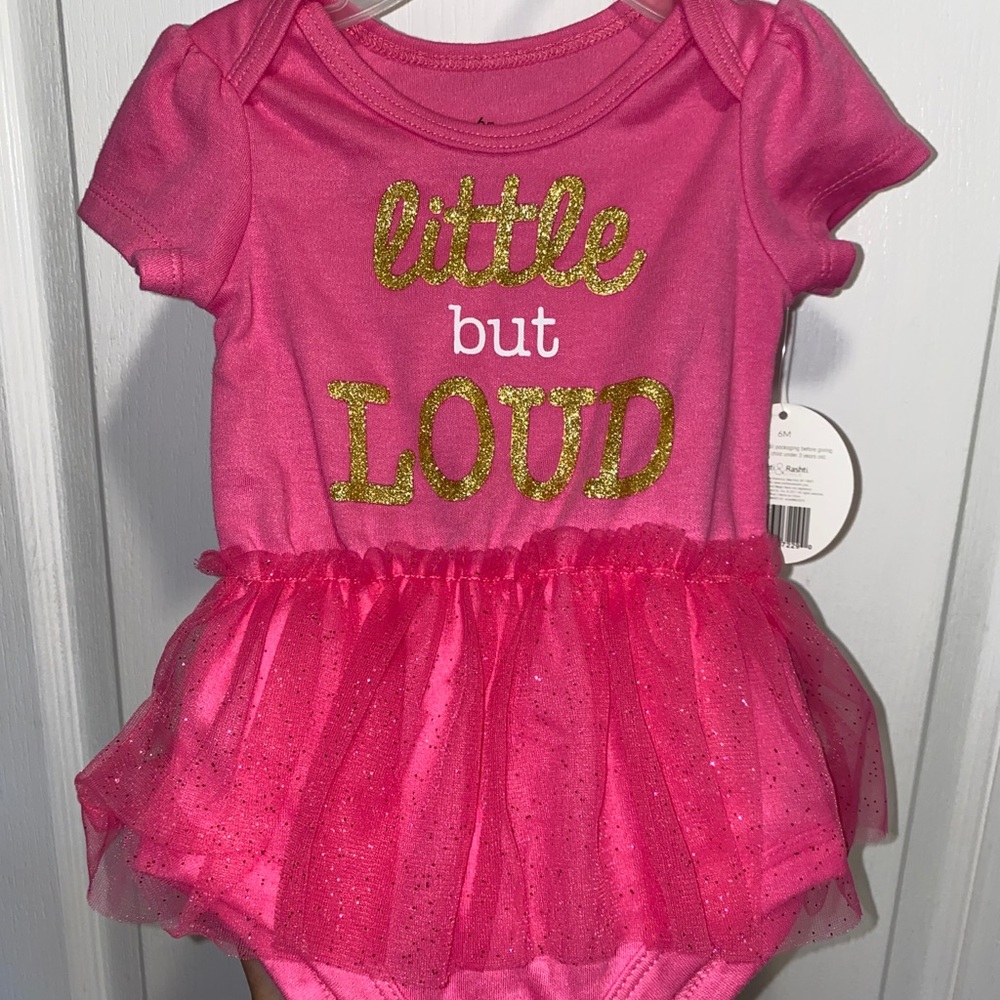 Hot pink onesie with tutu girls 6 month